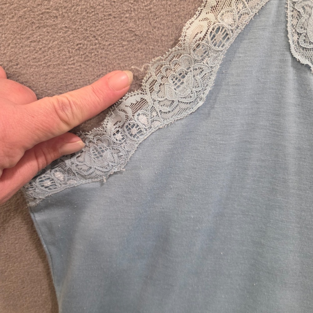 Faded Glory Lace Trim Cami Tank Top Womens SZ 2X Blue Preppy Y2K Fairy Romantic‎ - Picture 5 of 8